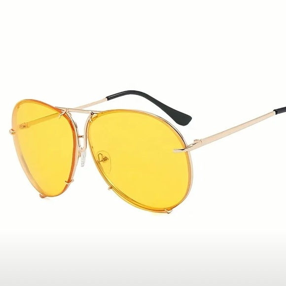 Callie Lives Miz Le Porsche Colorful Lens Gold Aviator Sunglasses Purple Pink - Picture 2 of 7